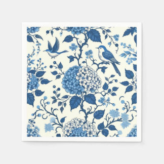 Serviette En Papier Monogramme personnalisé Chinoiserie Bleu et blanc