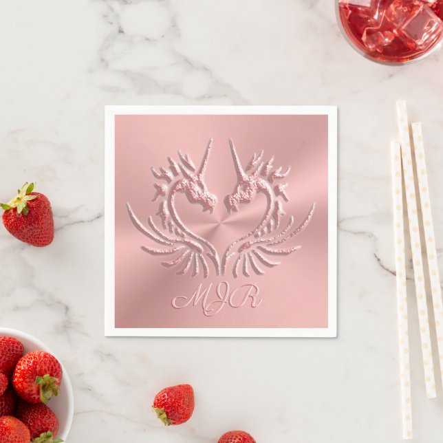 Serviette En Papier Monogramme personnalisé Échelle de dragon Coeur, o (En situation)