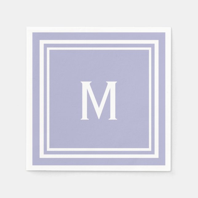 Serviette En Papier Monogramme Personnalisé Moderne de Style Lavande (Devant)