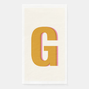 Serviette En Papier Monogramme personnalisé Typographie Rétro Jaune 