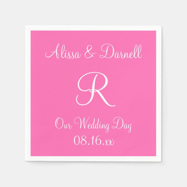 Serviette En Papier Monogramme Rose Chaud Stylo Pleine Couleur Serviet (Devant)