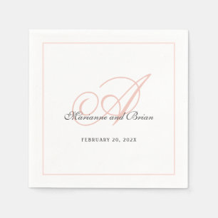 Serviette En Papier Monogramme rose et blanc