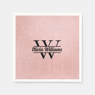 Serviette En Papier Monogramme rose Parties scintillant or   Girly Mod