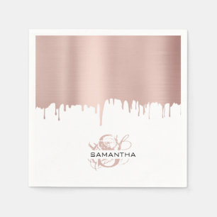 Serviette En Papier Monogramme Rose tendance Pink Gold