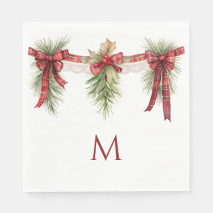Serviette En Papier Monogramme rouge et vert Noël Fêtes