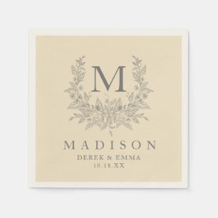 Serviette En Papier Monogramme rustique moderne serviettes mariages Ch