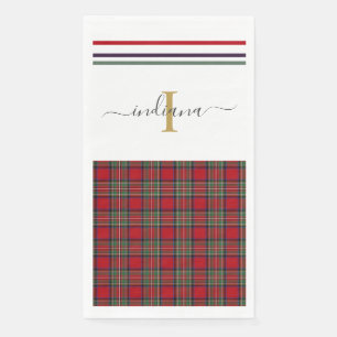Serviette En Papier Monogramme Script Plaid Clan Stewart Rustic Tartan