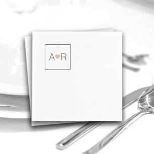 Serviette En Papier Monogramme simple d'amour de mer