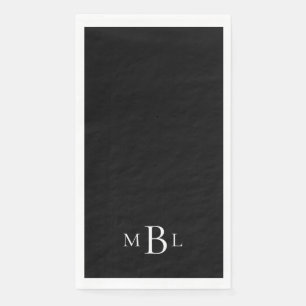 Serviette En Papier Monogramme simple et élégant noir et blanc