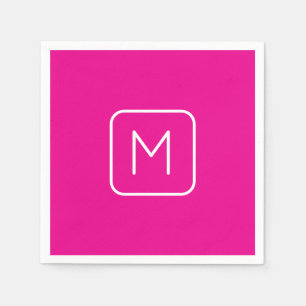 Serviette En Papier Monogramme simple et moderne initial   Rose et bla