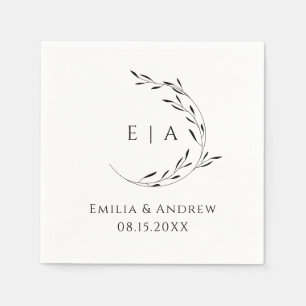 Serviette En Papier Monogramme simple minimaliste Mariage de couronne