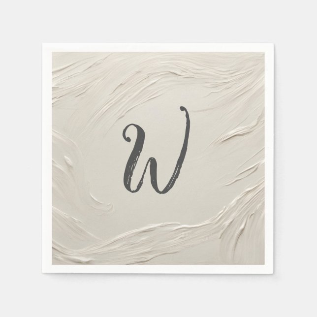 Serviette En Papier Monogramme sur la texture ivoire Abstraite (Devant)