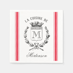 Serviette En Papier Monogramme sur mesure de sac en rouge Vintage