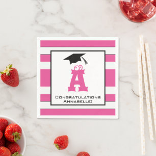 Serviette En Papier Monogramme sur mesure Gradué Pink Cute Papier serv