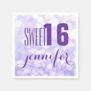 Serviette En Papier Monogramme Sweet 16-Lavender Parties scintillant e