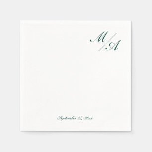 Serviette En Papier Monogramme vert émeraude minimaliste Napkin