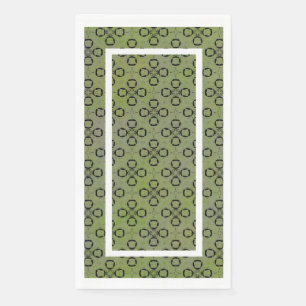 Serviette En Papier Monogramme Vert et noir Motif rétro