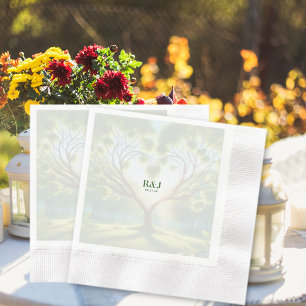Serviette En Papier Monogramme vert mariage Couple