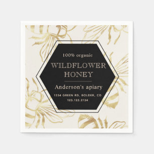Serviette En Papier monogramme vintage de miel d'abeille de la reine d