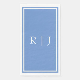 Serviette En Papier Monogrammes Bleu Barbeau Coloré Élégant Mariage