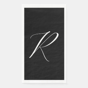 Serviette En Papier Monogrammes Lettre Rétro Noir Blanc Mariage Initia