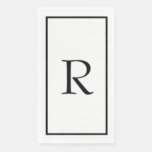 Serviette En Papier Monogrammes Nom Mariage Blanc Noir Shower Nuptial