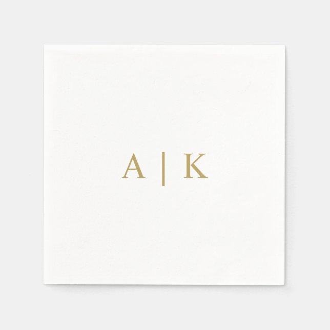 Serviette En Papier Monogrammes personnalisés Napkins Faux Gold (Devant)