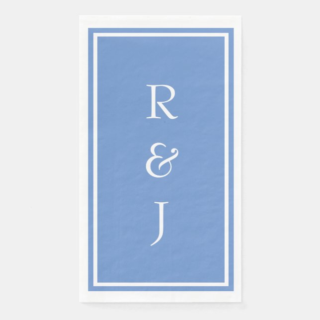 Serviette En Papier Monograms Ampersand Letter Cornflower Blue Wedding (Devant)
