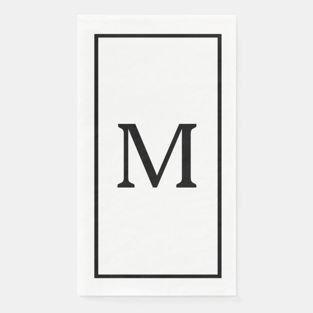Serviette En Papier Monograms Name Wedding Bridal Shower Black White  (Devant)