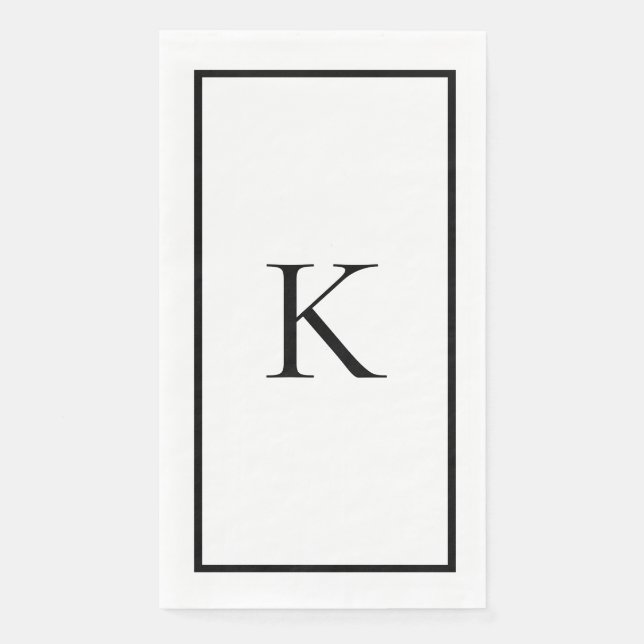Serviette En Papier Monograms Wedding Bridal Shower Name Black White  (Devant)