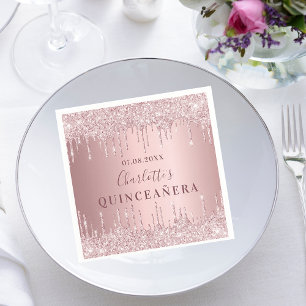Serviette En Papier Monographie de parties scintillant rose rose pâle 