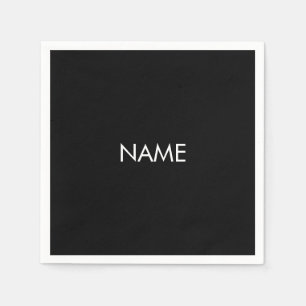 Serviette En Papier Monographie de texte de nom personnalisé noir mini