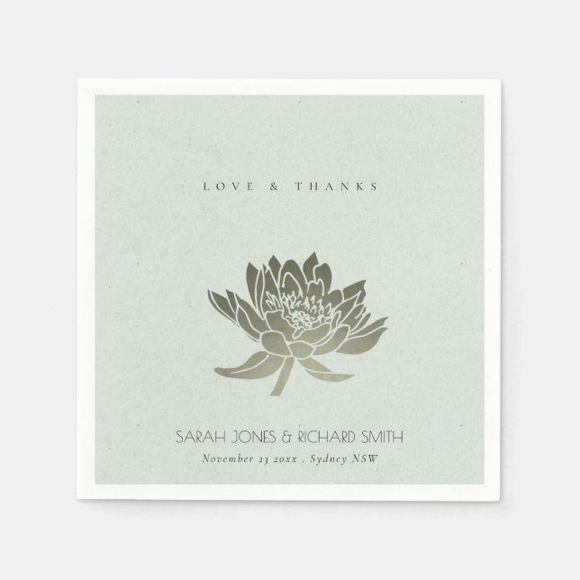 SERVIETTE EN PAPIER MONOGRAPHIE FLORALE DE LOTUS D'ARGENT BLEU PALE GL (Devant)
