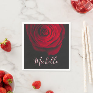 Serviette En Papier Monographie personnalisée rouge rose vintage photo