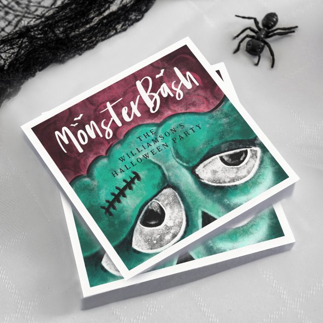 Serviette En Papier Monster Bash Fun Éffrayant Zombie Halloween (Monster Bash Fun Spooky Zombie Halloween Party Napkin)