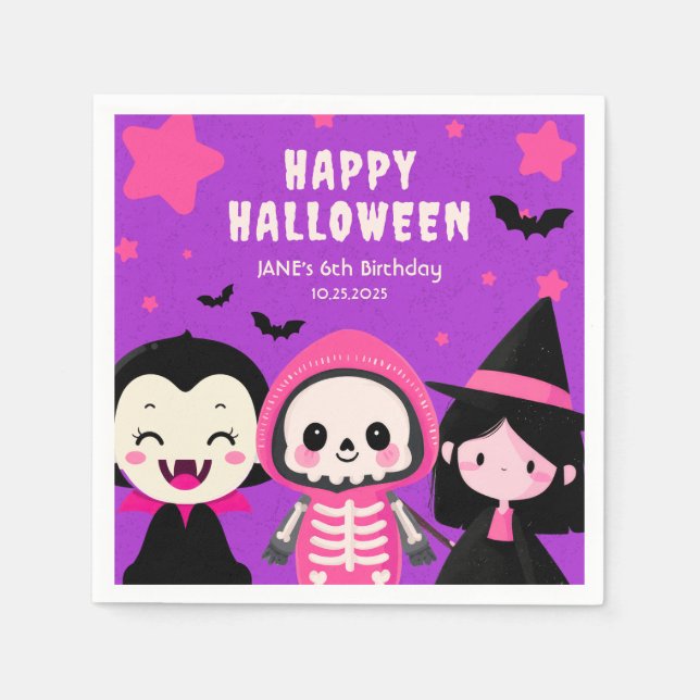 Serviette En Papier Monster Mash Purple Kids Halloween fête d'annivers (Devant)
