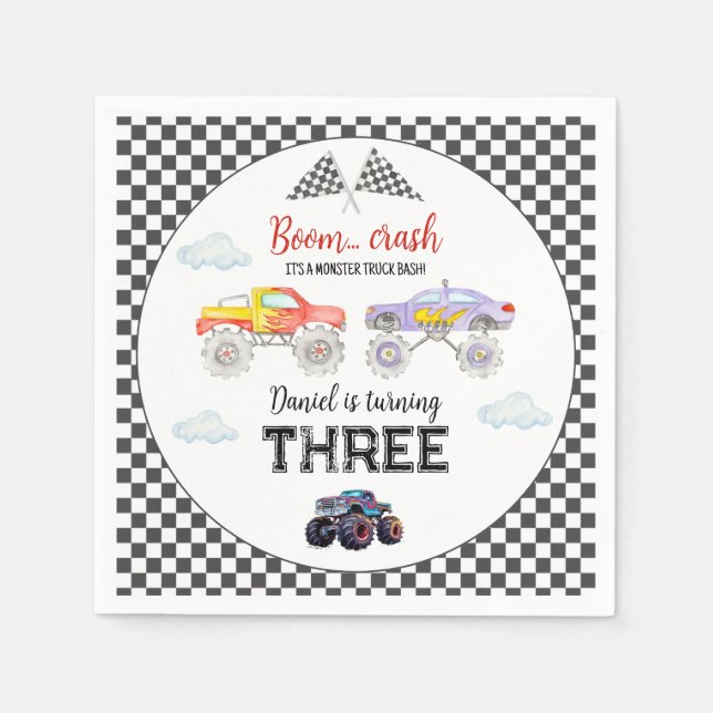 Serviette En Papier Monster Truck Anniversaire Monster Truck (Devant)