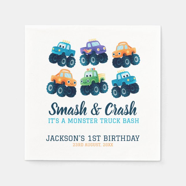 Serviette En Papier Monster Truck Boys mignon papier d'anniversaire Na (Devant)