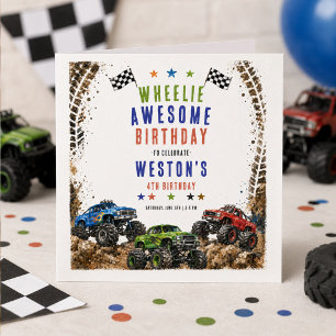 Serviette En Papier Monster Truck Incroyable Anniversaire 4 Ans Garçon