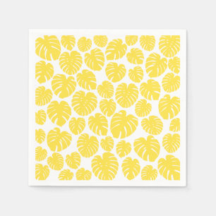 Serviette En Papier Monstera - Citron jaune et blanc