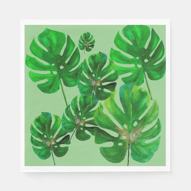Serviette En Papier Monstera leaf pattern paper napkin (Devant)