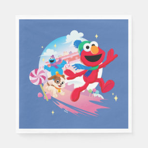 Serviette En Papier Monstre Elmo, Tango & Cookie   Meilleur Noël