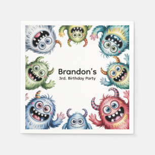 Serviette En Papier Monstres colorés 3e. Fête d'anniversaire