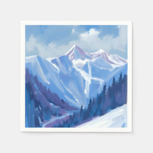 Serviette En Papier Montagne de ski Chaîne de montagnes à l'aquarell