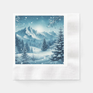 Serviette En Papier Montagne enneigée en hiver