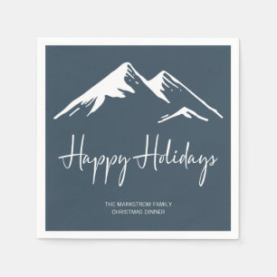 Serviette En Papier Montagne neige moderne sur Blue Holiday Party