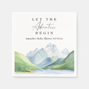 Serviette En Papier Montagnes aquarelles - Que l'aventure commence