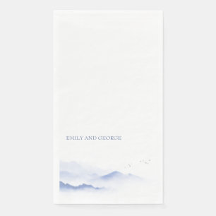 Serviette En Papier Montagnes bleues et oiseaux mariages serviettes