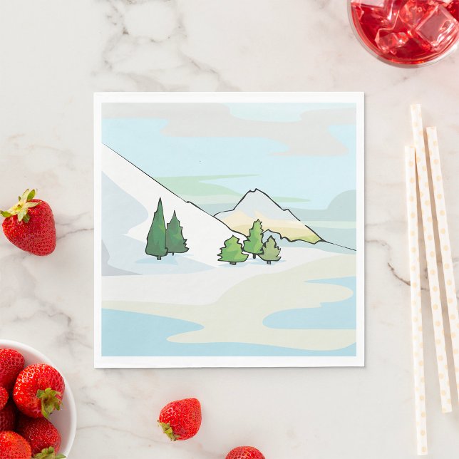 Serviette En Papier Montagnes d'hiver Paysage neigeux (Créateur téléchargé)