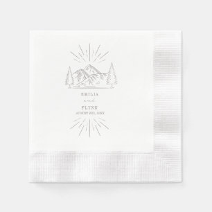 Serviette En Papier Montagnes Line Art Améthyst Mariage